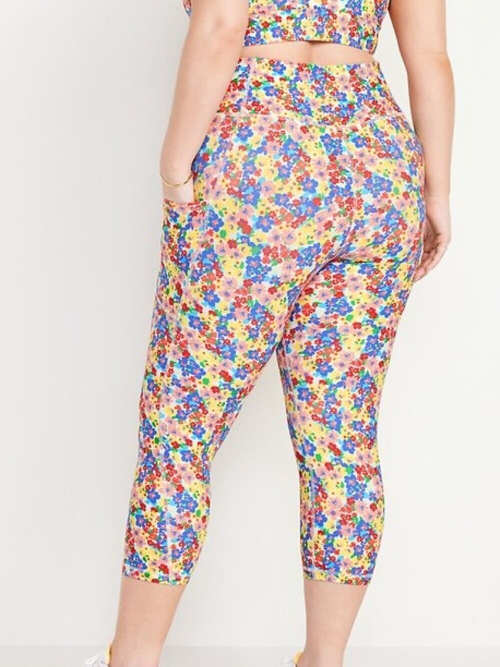 Floral Crop Pocket Leggings L